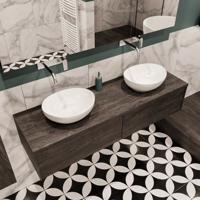 Mondiaz Lush Barco badmeubel eiken Dark brown 150 cm 2 lades mdf 2 waskommen beide zijden zonder kraangat - thumbnail
