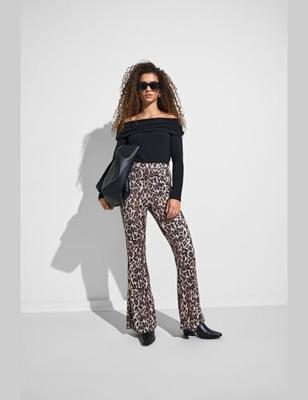 Only Onlanna Rib Flared Aop Legging Cs Jrs Leggings Black Leo