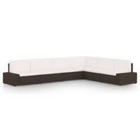 6-delige Loungeset met kussens poly rattan bruin - thumbnail