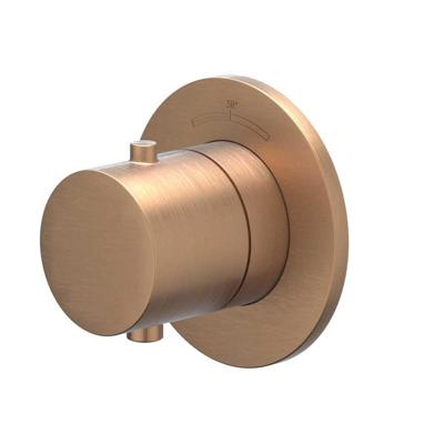 Afbouwdeel IVY Bond Inbouwthermostaat Symmetry Met Rond Rozet Geborsteld Mat Koper PVD IVY