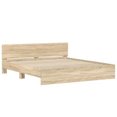 Bedframe met hoofdeinde sonoma eikenkleurig 160x200 cm