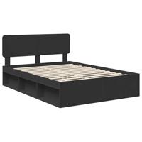 Bedframe met hoofdeinde Zwart 150 x 200 cm Massief grenenhout - thumbnail