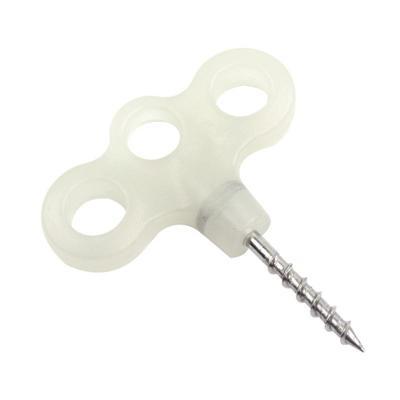 Outdoor 3-holed lichtgevende schroefdraad tent Peg Camping deck RVS haak veiligheid wind Noctilucent snoer touw bevestiger