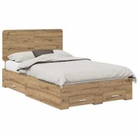 Bedframe met hoofdeinde Artisan Eiken 120 x 200 cm Bewerkt hout - thumbnail