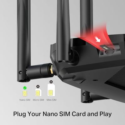 Mercusys MB235-4G LTE 4G router, 4G+ Cat6 tot 300 Mbps, ondersteunt nano-simkaarten, dual-band WLAN AC1200, Gigabit LAN/WAN-aansluitingen, plug en play, EasyMesh