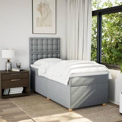 Boxspring met matras stof lichtgrijs 140x200 cm - thumbnail