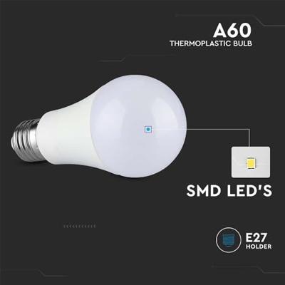 E27 LED Lamp - 8,5 806 lumen - 3000K warm wit - Vervangt 60 Watt - E27 fitting - A60 lamp - Grote fitting - thumbnail