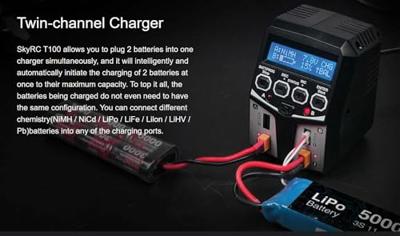 SKYRC T100 Modelbouwoplader 5.0 A Lood, LiFePO, LiHV, Li-ion, Li-poly, NiCd, NiMH Tijd-uitschakeling, Grafische weergave SKYRC T100 Modelbouwoplader 5.0 A Lood, LiFePO, LiHV, Li-ion, Li-poly, NiCd, NiMH Tijd-uitschakeling, Grafische weergave