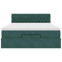 Ottoman bed met matras 140x200cm fluweel donkergroen - thumbnail