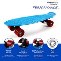 Skateboard Retro 57 cm Blauw-Rood - thumbnail