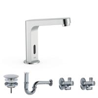 Elektronische Fonteinkraanset Tres Tempo Base Hoekige Kraan 2 Uitgangen Chroom Tres - thumbnail