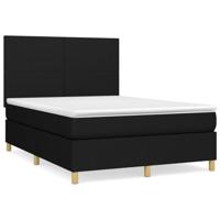 Boxspring met matras stof zwart 140x190 cm - thumbnail