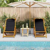 Strandstoel 2 pcs Bruin 61.5 x 123 x 82cm Massief acaciahout - thumbnail