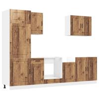 7-delige Keukenkastenset Kalmar bewerkt hout oud houtkleurig - thumbnail