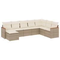 8-delige Loungeset met kussens poly rattan beige - thumbnail