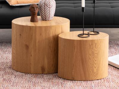 Set van 2 salontafels MARIE wilde eik