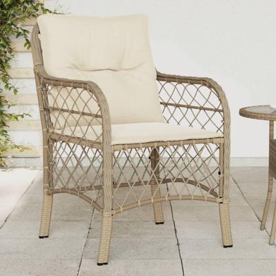 Tuinstoelen 2 st met kussens poly rattan beige Tuinstoelen 2 st met kussens poly rattan beige