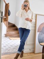 Zwangerschaps- en borstvoedingsblouse van katoengaas ecru - thumbnail