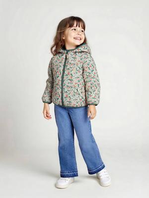 Omkeerbaar lichtgewicht donsjack voor meisjes saliegroen