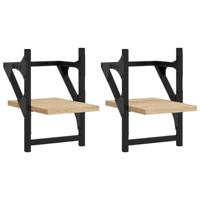 Wandschappen met stangen 2 st 20x25x30 cm sonoma eikenkleurig - thumbnail