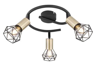 Globo PlafondlampXara I zwart met goud 3-lichts Ø 23cm - 54802S-3AB