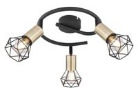 Globo PlafondlampXara I zwart met goud 3-lichts Ø 23cm - 54802S-3AB - thumbnail