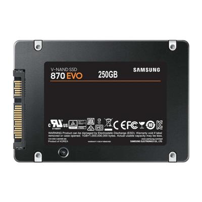 Samsung MZ-77E250B 870 EVO SSD, 250B, 2.5", SATA-3 6 Gbps, 3D V-NAND, 512 MB DDR4, 560/ 550 MB/s Samsung MZ-77E250B 870 EVO SSD, 250B, 2.5", SATA-3 6 Gbps, 3D V-NAND, 512 MB DDR4, 560/ 550 MB/s
