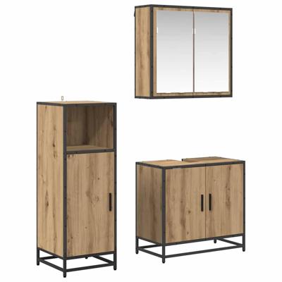 Badkamermeubelset 3 pcs artisanaal eikenkleurig 60 x 33 x 60 cm