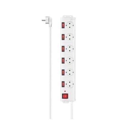 Hama Stekkerdoos, 6-voudig, overspanningsbev., 90 , ind. schakelbaar, 1,4m Kabel Wit Hama Stekkerdoos, 6-voudig, overspanningsbev., 90 , ind. schakelbaar, 1,4m Kabel Wit