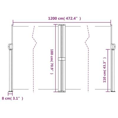 Windscherm uittrekbaar 180x1200 cm wit Windscherm uittrekbaar 180x1200 cm wit