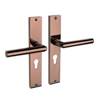 Mooi Deurbeslag Lusso geveerd op schild cilindergat 55mm PVD glanzend brons - thumbnail