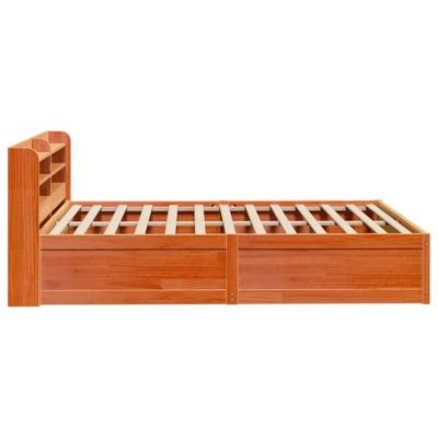 Bedframe met hoofdbord massief grenenhout wasbruin 135x190 cm