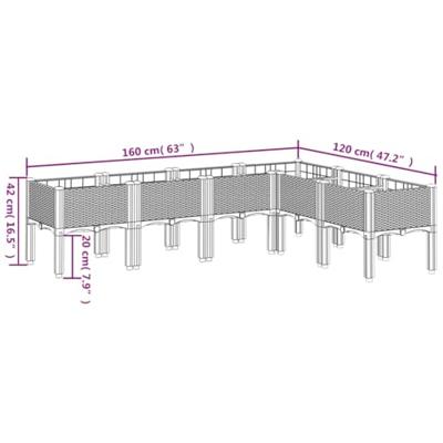 VidaXL Plantenbak met poten 160x120x42 cm polypropeen lichtgrijs VidaXL Plantenbak met poten 160x120x42 cm polypropeen lichtgrijs