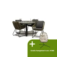 Tuinstoel Portofino olijf groen met braga tafel 140 cm rond - thumbnail
