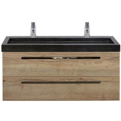 Seville Badmeubelset 120 cm - 2 Laden Natuur Eiken - Wastafel Lucca Enkel