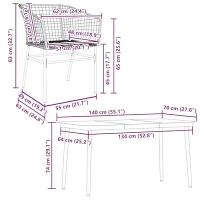 5-delige Tuinset poly rattan glas bruin