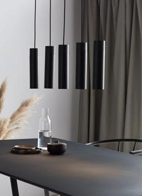 Hanglamp zwart Nordlux &apos;Tilo&apos; modern GU10 zwart hout kookeiland 80 cm