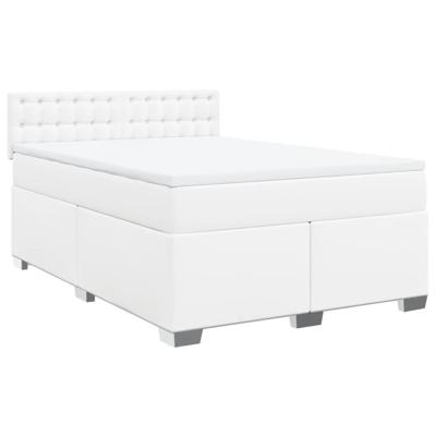 Boxspring met matras kunstleer wit 140x200 cm - thumbnail