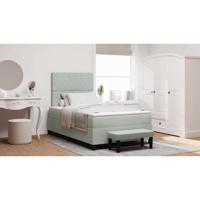 Boxspring bed met matras Lichtgrijs 120 x 190 cm Fluweel - thumbnail