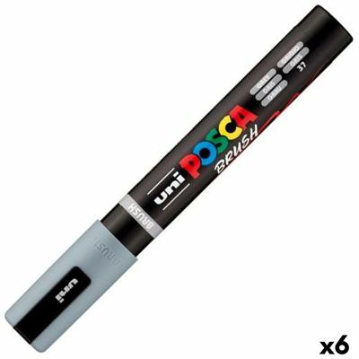 Markeerstift BRUSH POSCA PC-5BR Grijs (6 Stuks)
