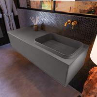Badkamermeubelset Mondiaz Erin 120 cm met 1 Lade met RIDGE Wastafel Rechts Dark grey Zonder Kraangaten Greeploos Mat Dark Grey - thumbnail