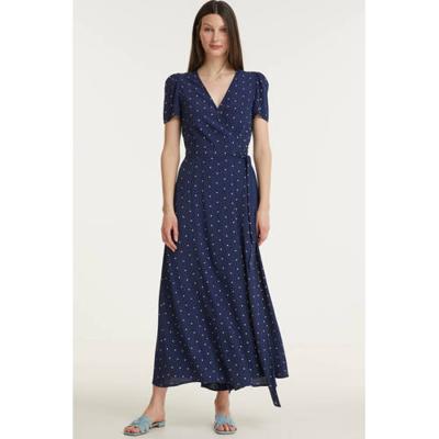 Minimum maxi wikkeljurk Elastica met stippen en plooien marine Minimum maxi wikkeljurk Elastica met stippen en plooien marine