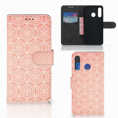 Huawei P30 Lite (2020) | Telefoon Hoesje | Pattern Orange | Portemonnee hoesje Huawei P30 Lite (2020) | Telefoon Hoesje | Pattern Orange | Portemonnee hoesje