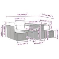 6-delige tuinsofa set met kussens in beige poly rattan - thumbnail