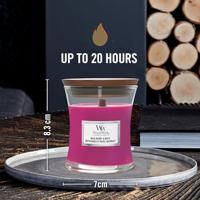 WoodWick Geurkaars Mini Wild Berry & Beets - 8 cm / ø 7 cm - Geurkaars in Glas - Houten Lont - thumbnail