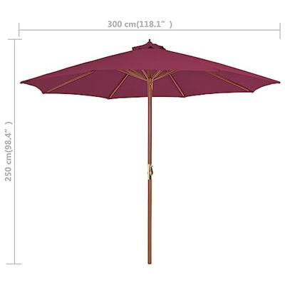 VidaXL Parasol met houten paal 300 cm bordeauxrood
