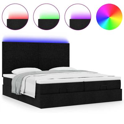 Ottoman bed met matrassen en LED's 180x200cm stof zwart