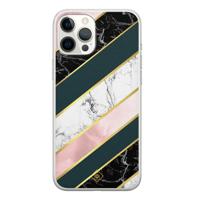 iPhone 12 Pro Max siliconen hoesje - Marble stripes - thumbnail