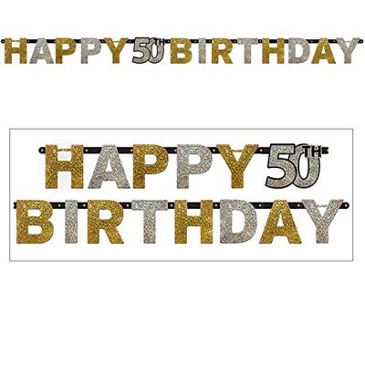 Letterbanner 50 Jaar Sparkling Goud/Zilver - thumbnail