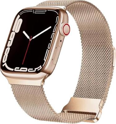 Milanese band - Champagne / rosé goud - Extra sterke magneet - Geschikt voor Apple Watch 38mm / 40mm / 41mm / 42mm Milanese band - Champagne / rosé goud - Extra sterke magneet - Geschikt voor Apple Watch 38mm / 40mm / 41mm / 42mm